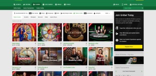 Section tables and cards at Unibet offers variety of live games